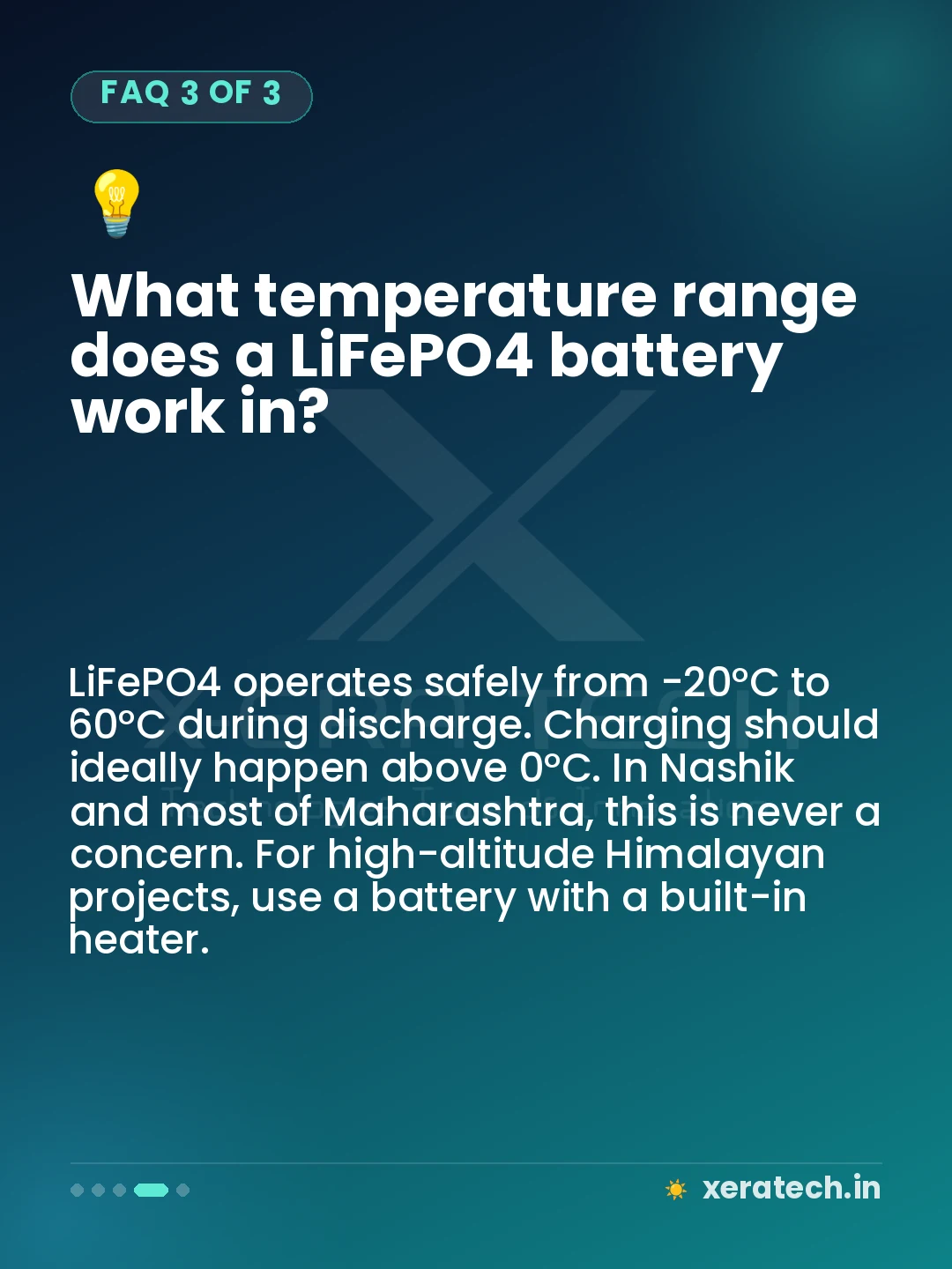 What temperature range does a LiFePO4 battery work in?