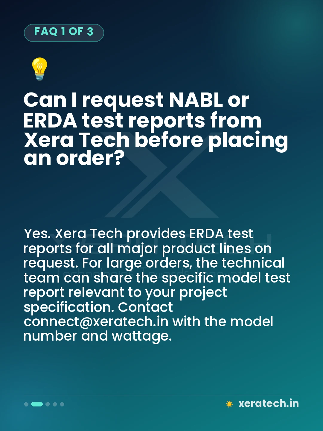 Can I request NABL or ERDA test reports from Xera Tech before placing an order?