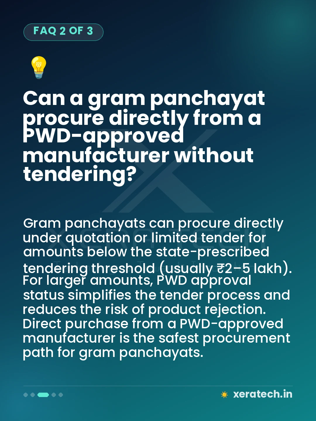 Can a gram panchayat procure directly from a PWD-approved manufacturer without tendering?