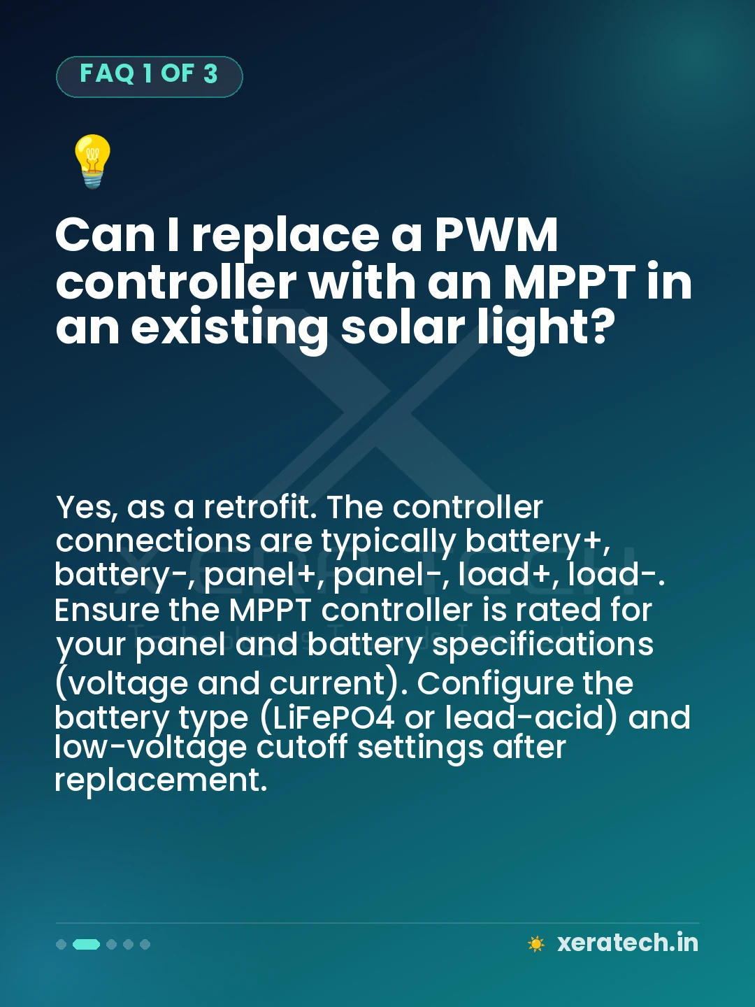 Can I replace a PWM controller with an MPPT in an existing solar light?