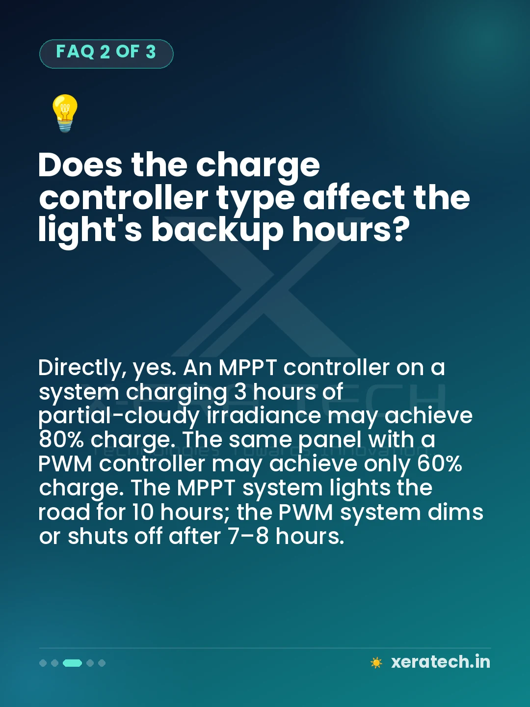 Does the charge controller type affect the light's backup hours?