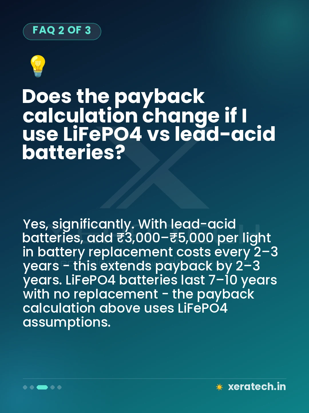 Does the payback calculation change if I use LiFePO4 vs lead-acid batteries?