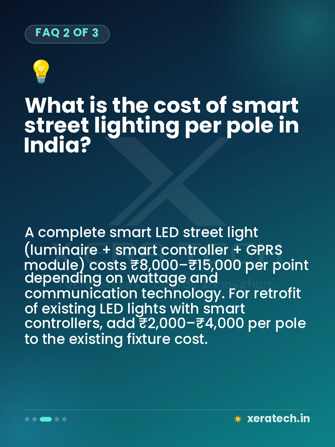 What is the cost of smart street lighting per pole in India?