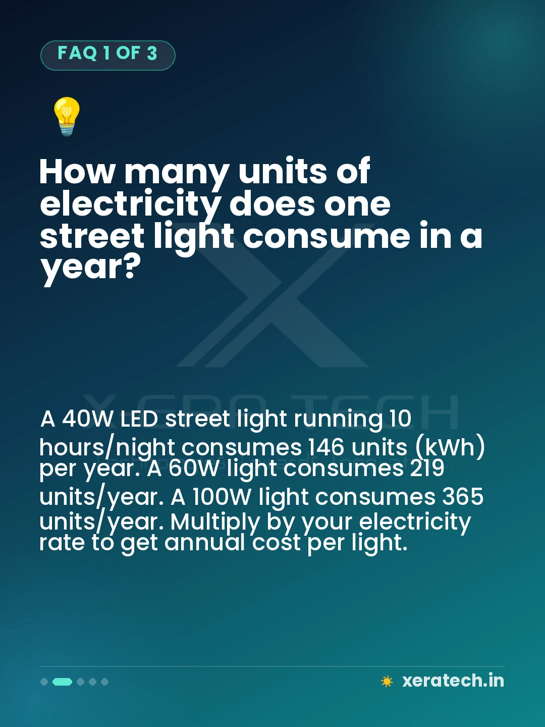 How many units of electricity does one street light consume in a year?