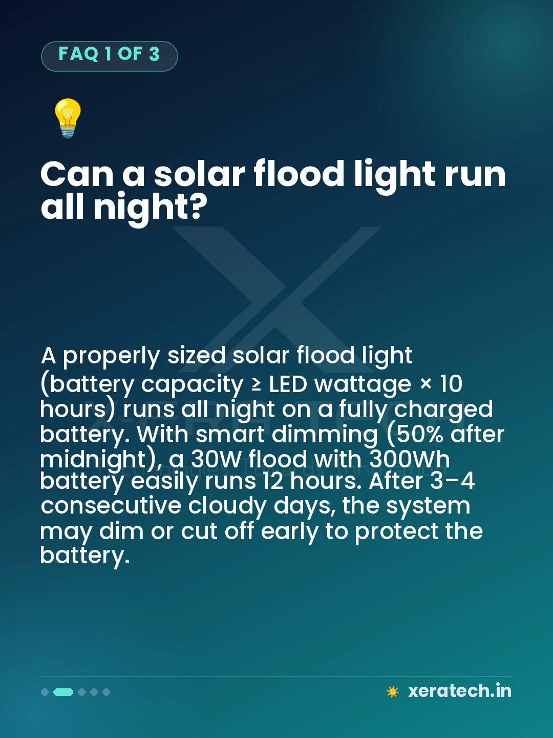 Can a solar flood light run all night?