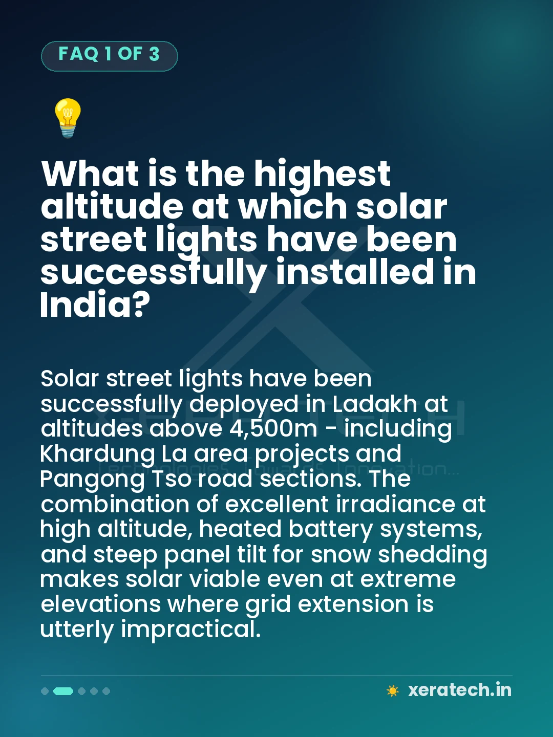 What is the highest altitude at which solar street lights have been successfully installed in India?