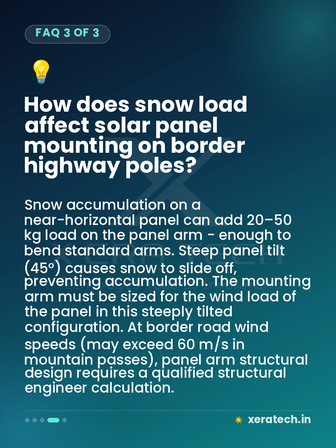 How does snow load affect solar panel mounting on border highway poles?