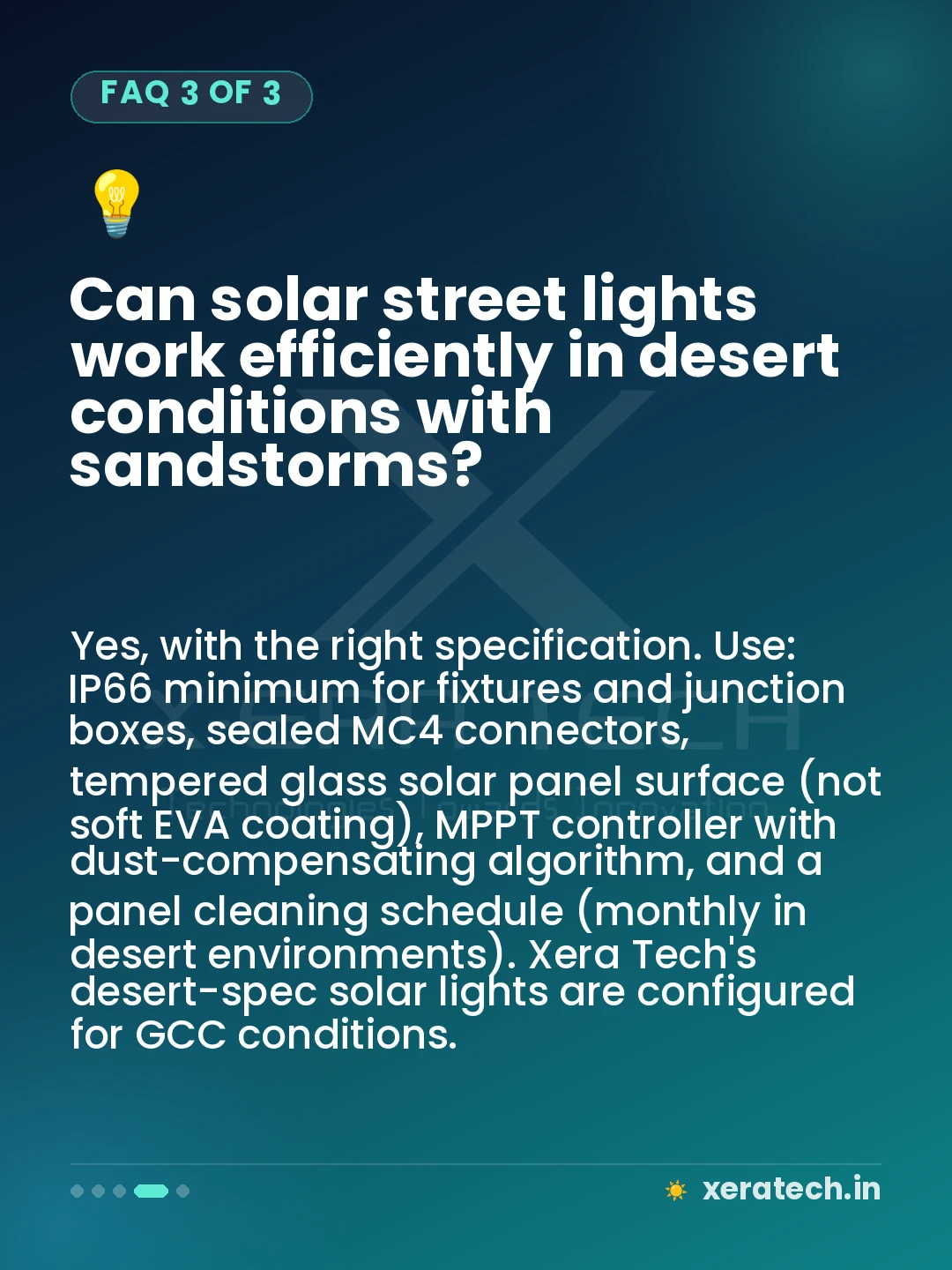 Can solar street lights work efficiently in desert conditions with sandstorms?