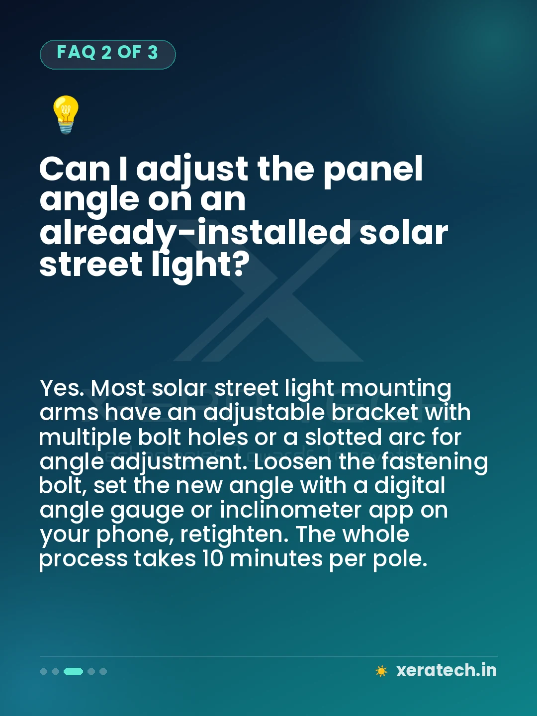 Can I adjust the panel angle on an already-installed solar street light?