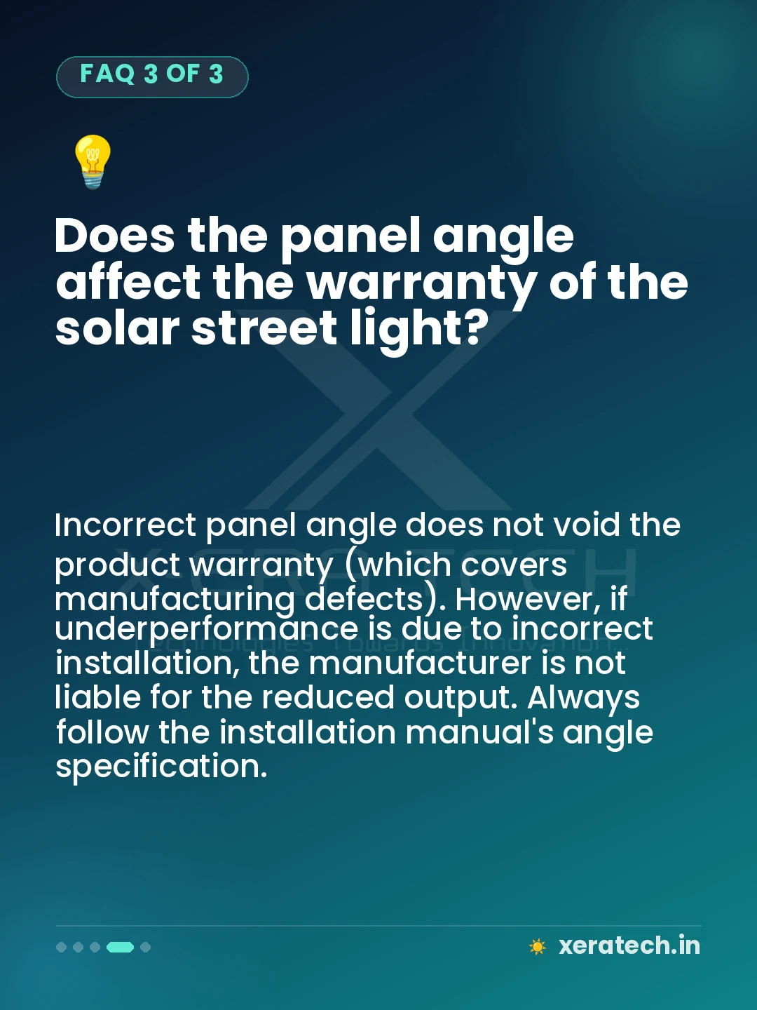 Does the panel angle affect the warranty of the solar street light?