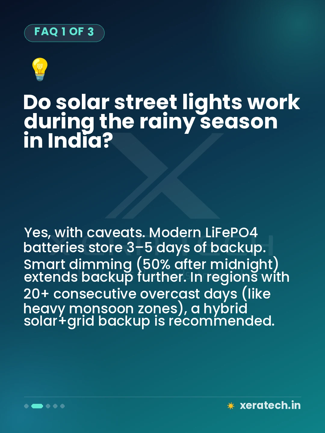 Do solar street lights work during the rainy season in India?