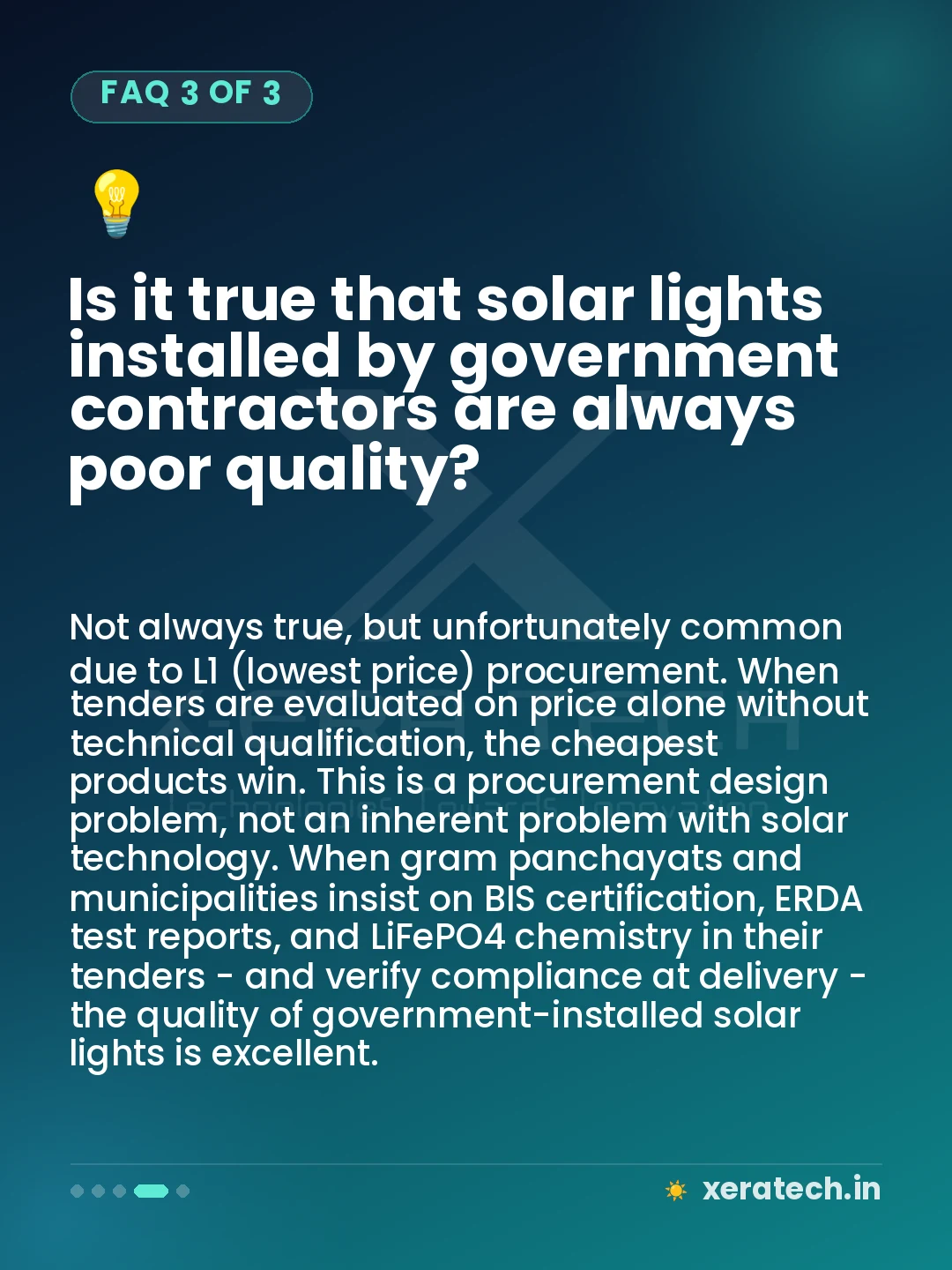 Is it true that solar lights installed by government contractors are always poor quality?