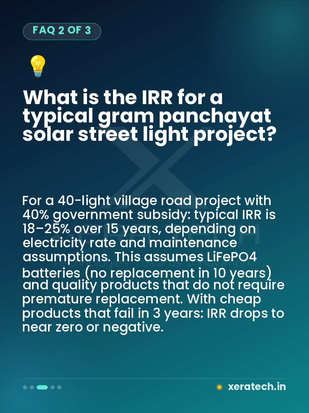 What is the IRR for a typical gram panchayat solar street light project?