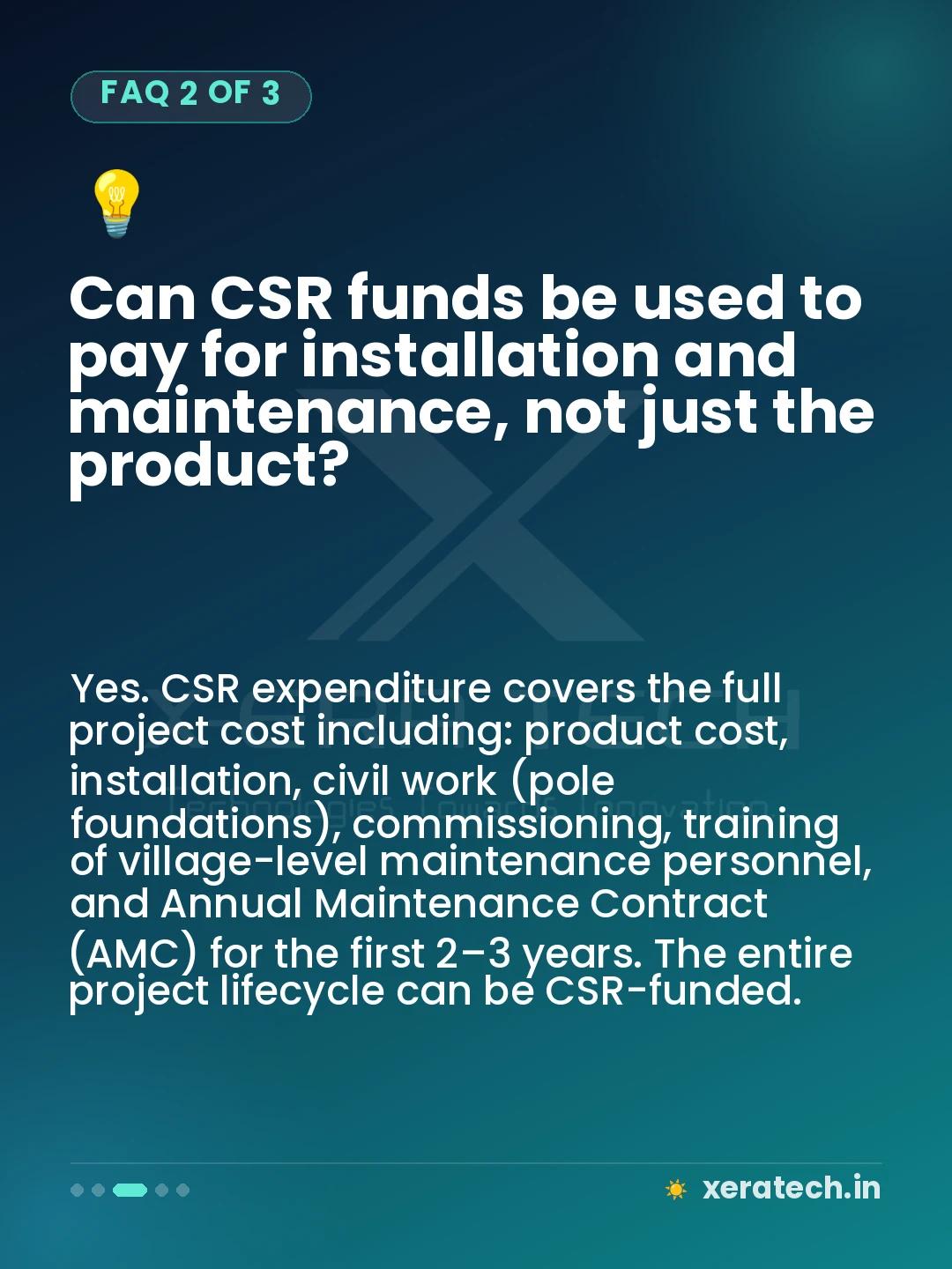 Can CSR funds be used to pay for installation and maintenance, not just the product?
