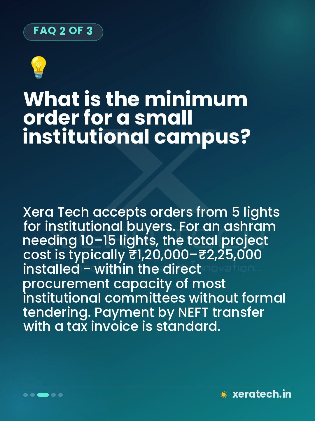 What is the minimum order for a small institutional campus?