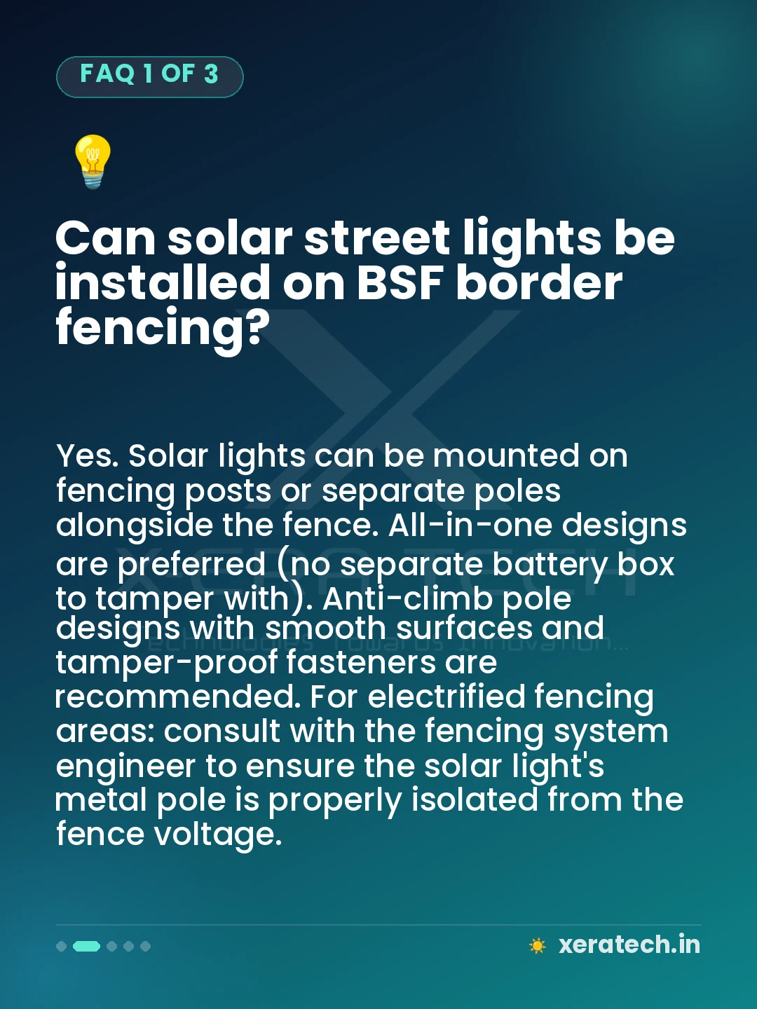 Can solar street lights be installed on BSF border fencing?