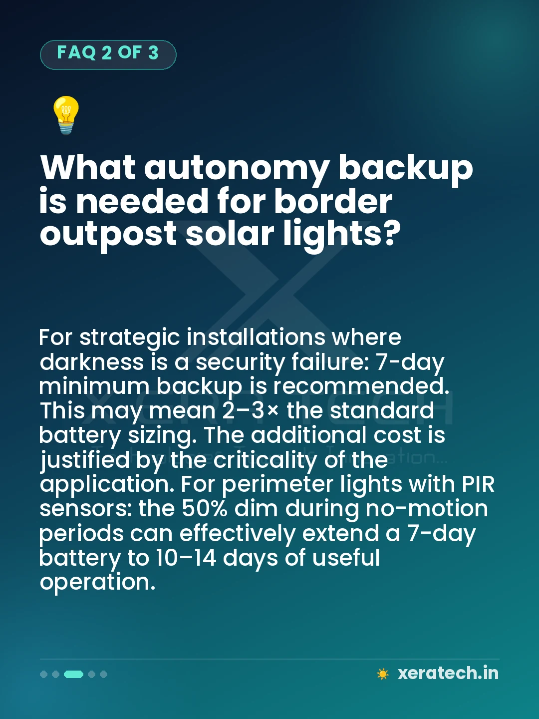 What autonomy backup is needed for border outpost solar lights?