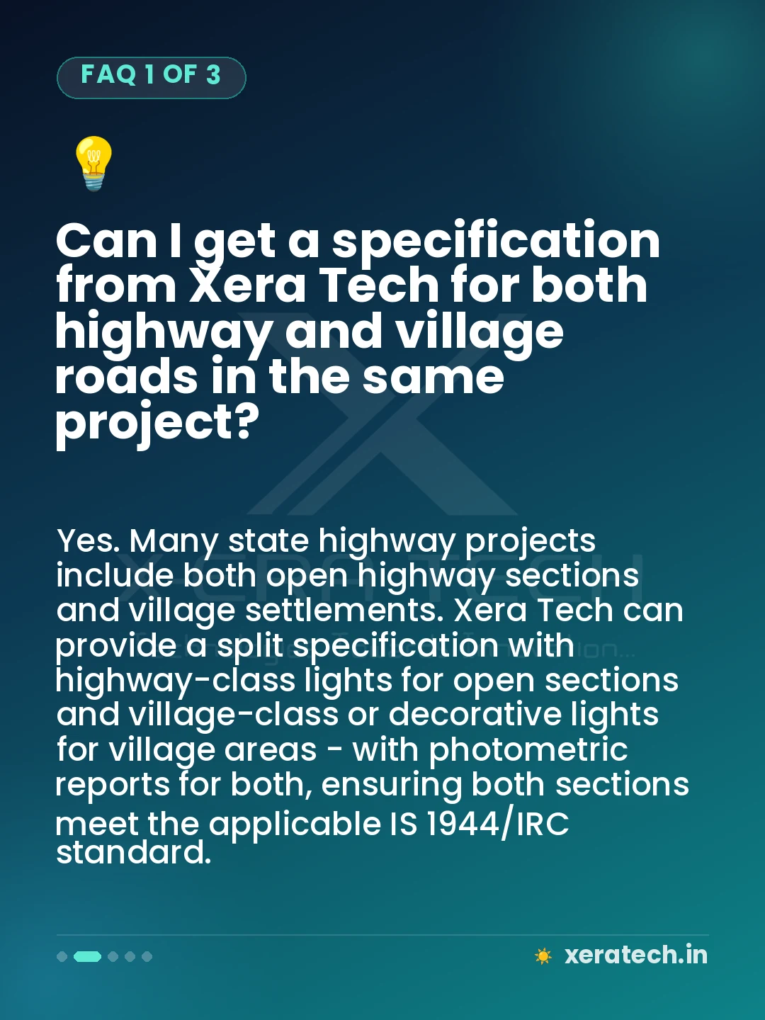 Can I get a specification from Xera Tech for both highway and village roads in the same project?