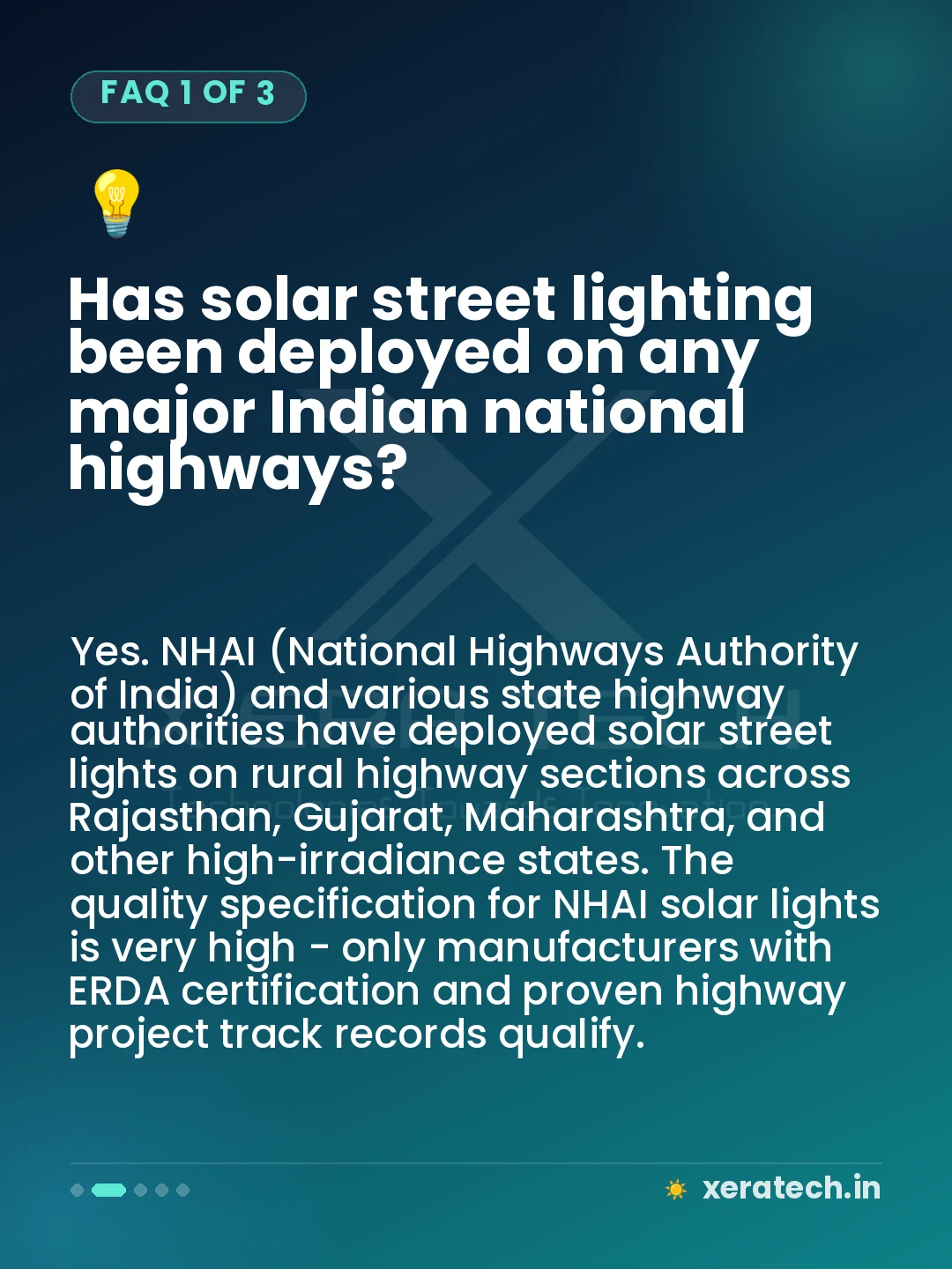 Has solar street lighting been deployed on any major Indian national highways?