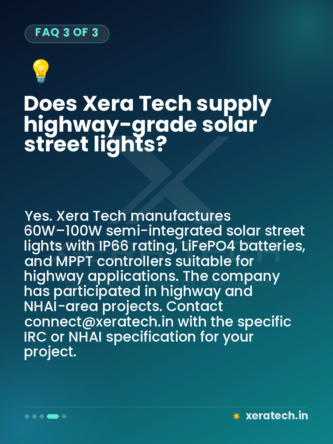Does Xera Tech supply highway-grade solar street lights?
