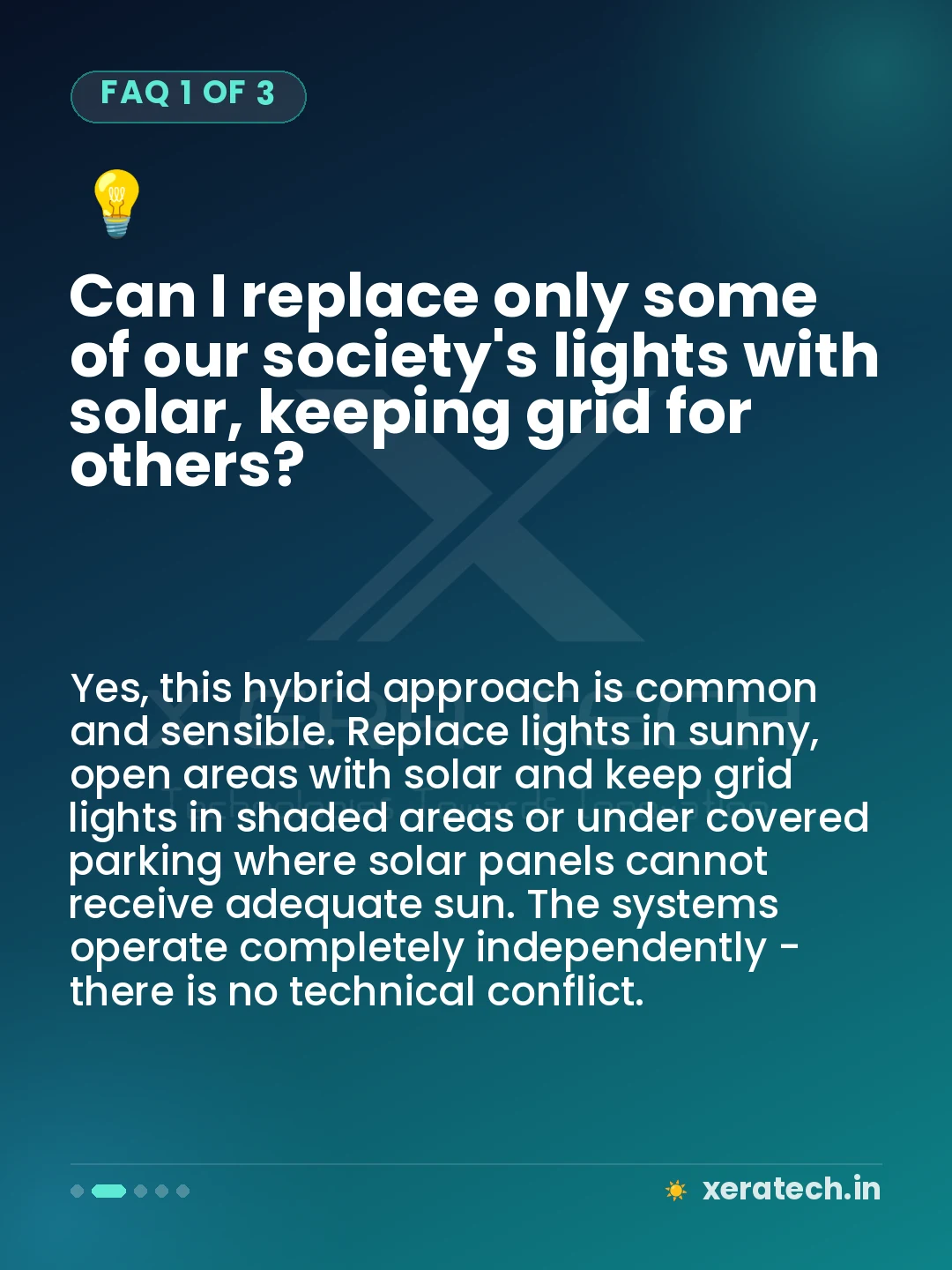 Can I replace only some of our society's lights with solar, keeping grid for others?