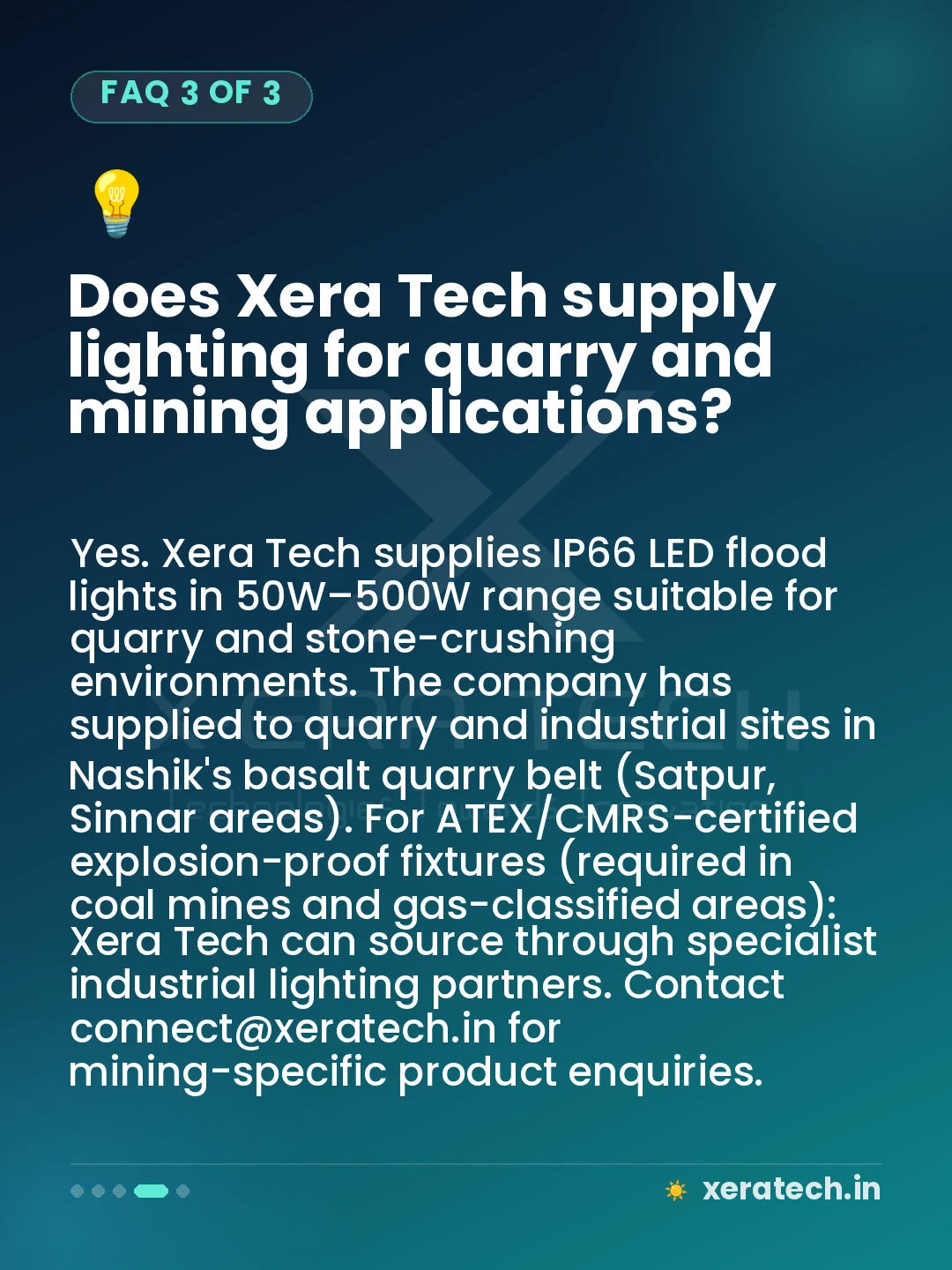 Does Xera Tech supply lighting for quarry and mining applications?