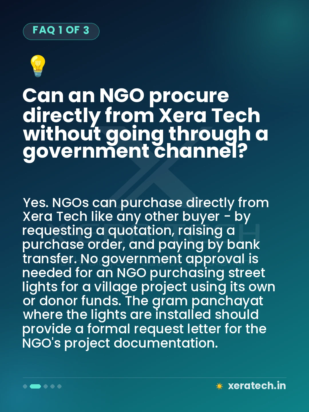 Can an NGO procure directly from Xera Tech without going through a government channel?
