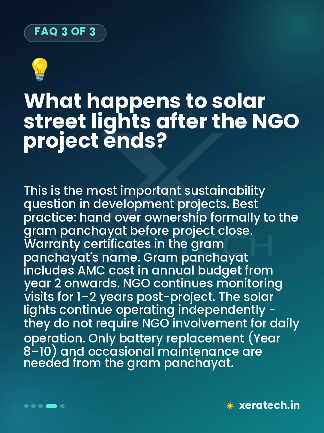 What happens to solar street lights after the NGO project ends?