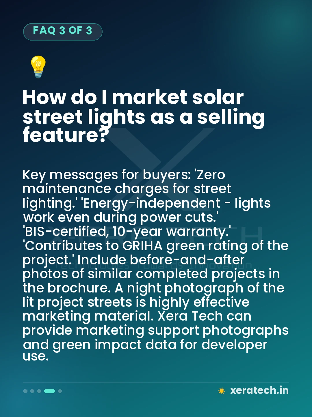 How do I market solar street lights as a selling feature?