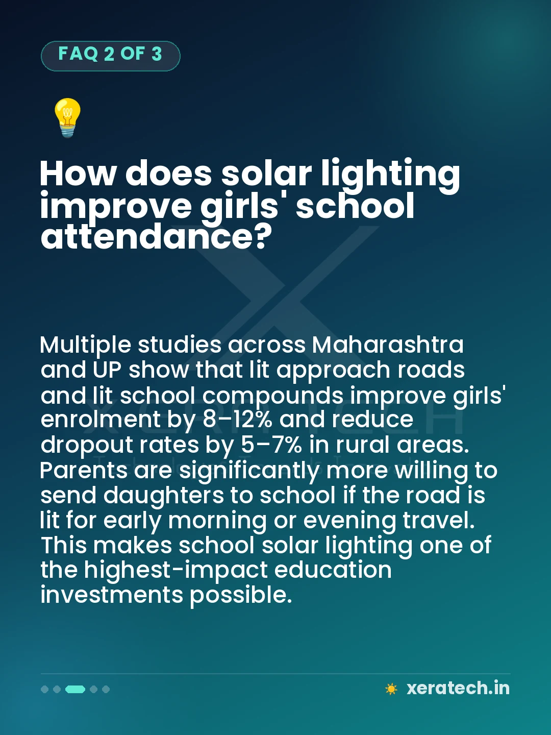 How does solar lighting improve girls' school attendance?