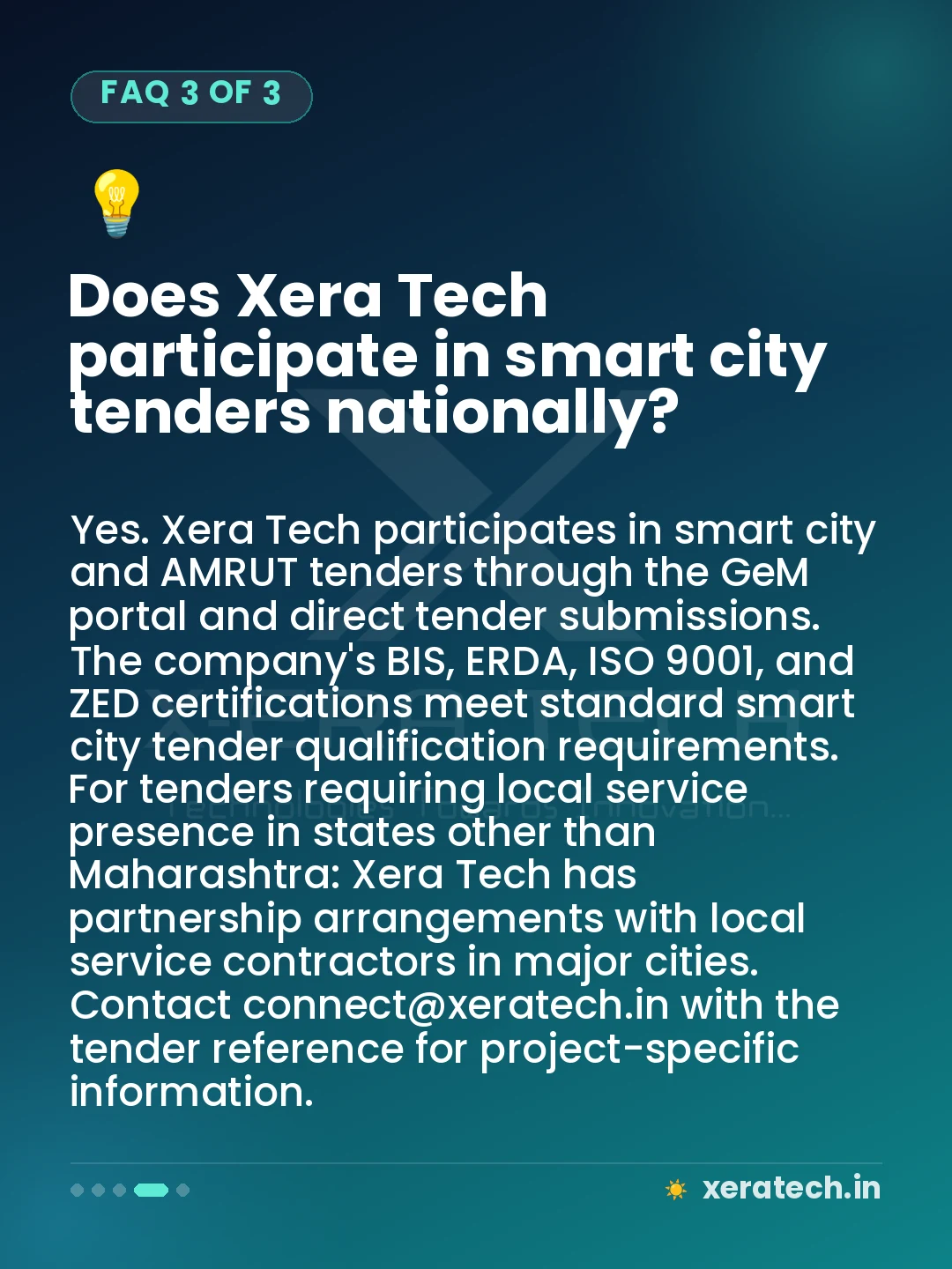 Does Xera Tech participate in smart city tenders nationally?