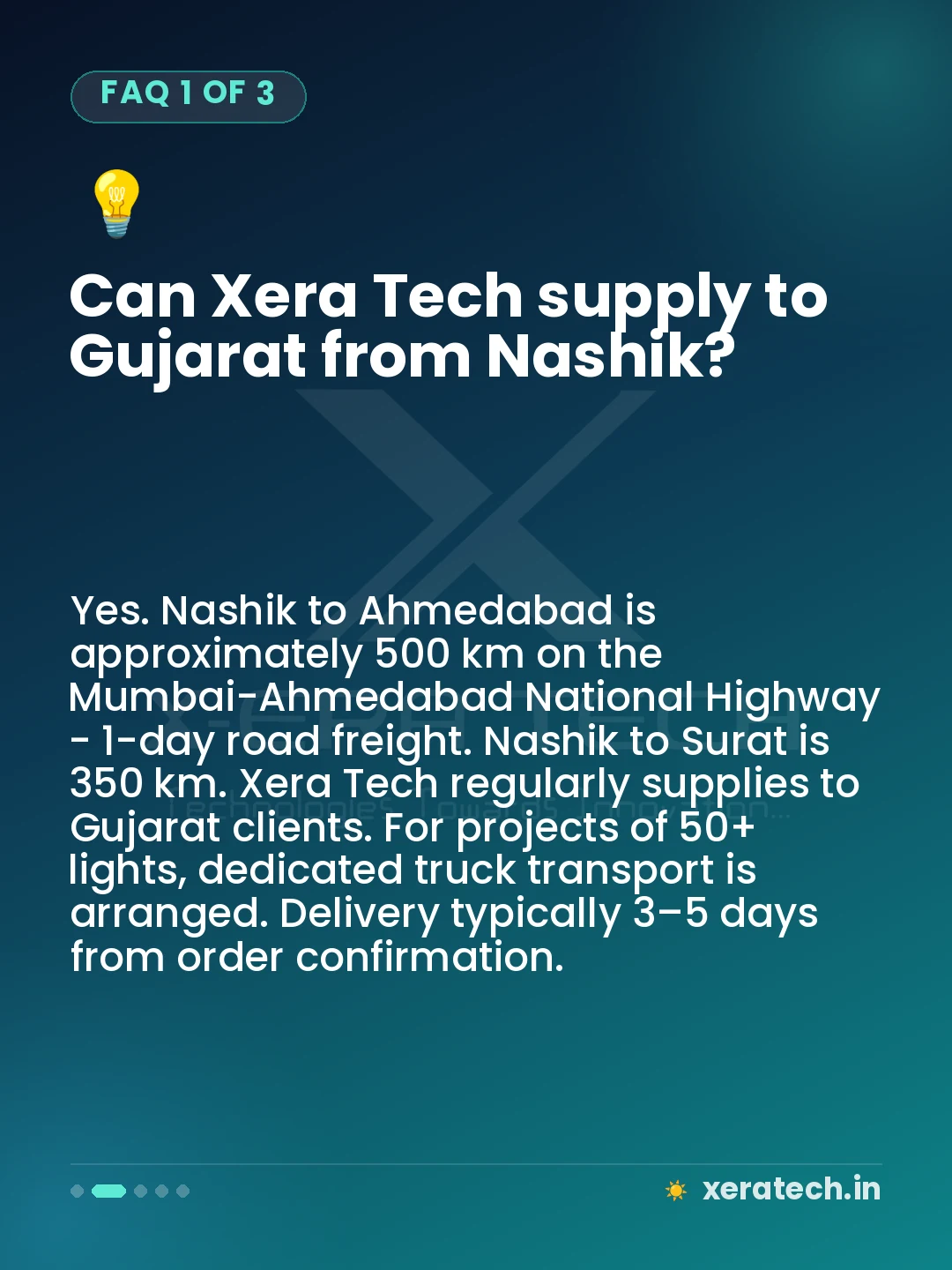 Can Xera Tech supply to Gujarat from Nashik?