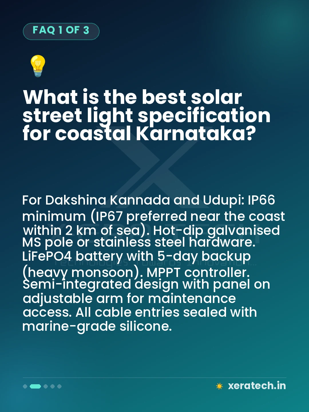 What is the best solar street light specification for coastal Karnataka?