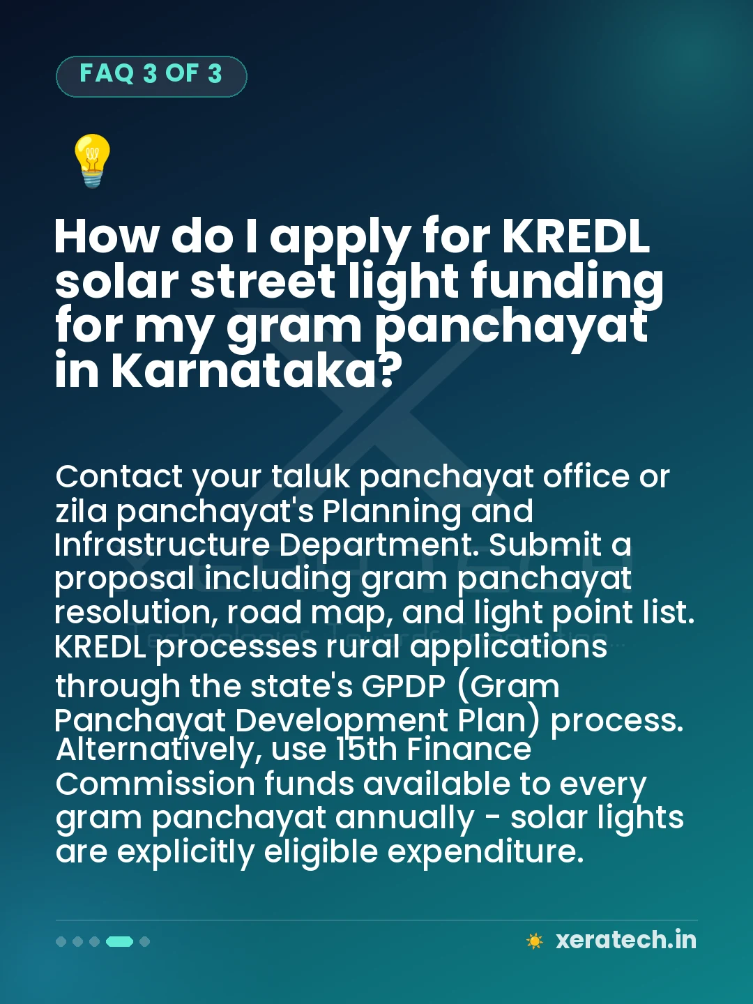 How do I apply for KREDL solar street light funding for my gram panchayat in Karnataka?