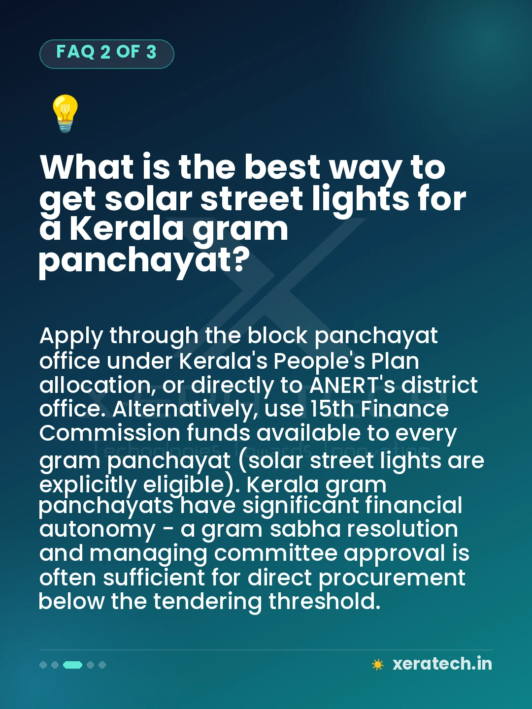 What is the best way to get solar street lights for a Kerala gram panchayat?