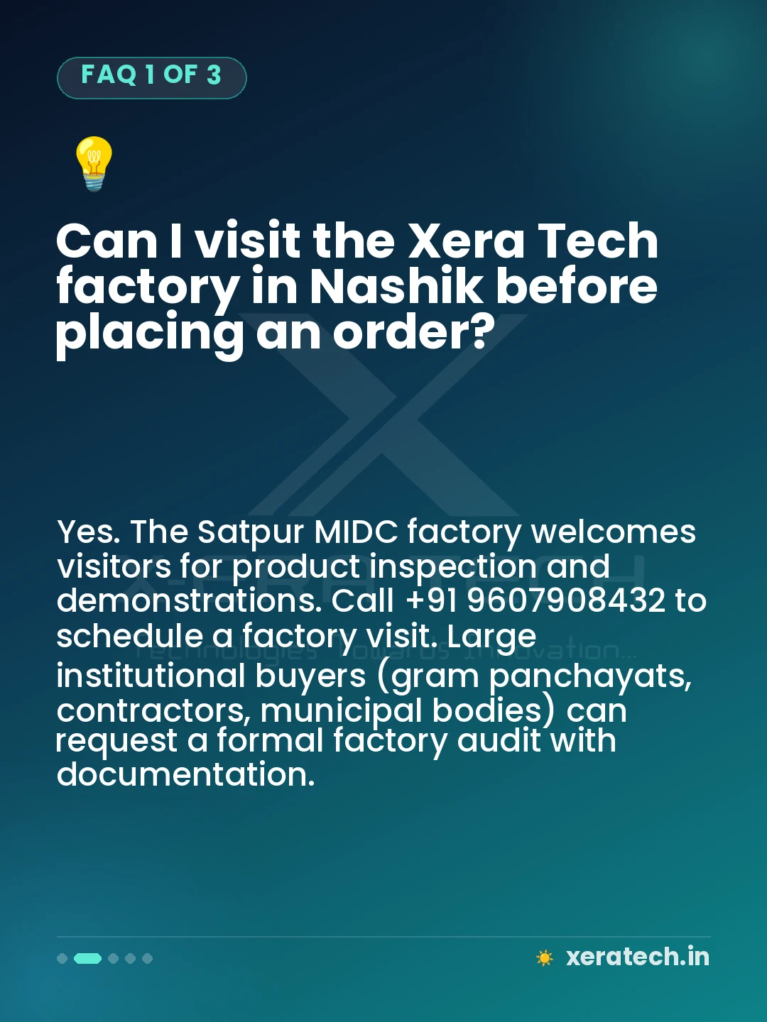 Can I visit the Xera Tech factory in Nashik before placing an order?