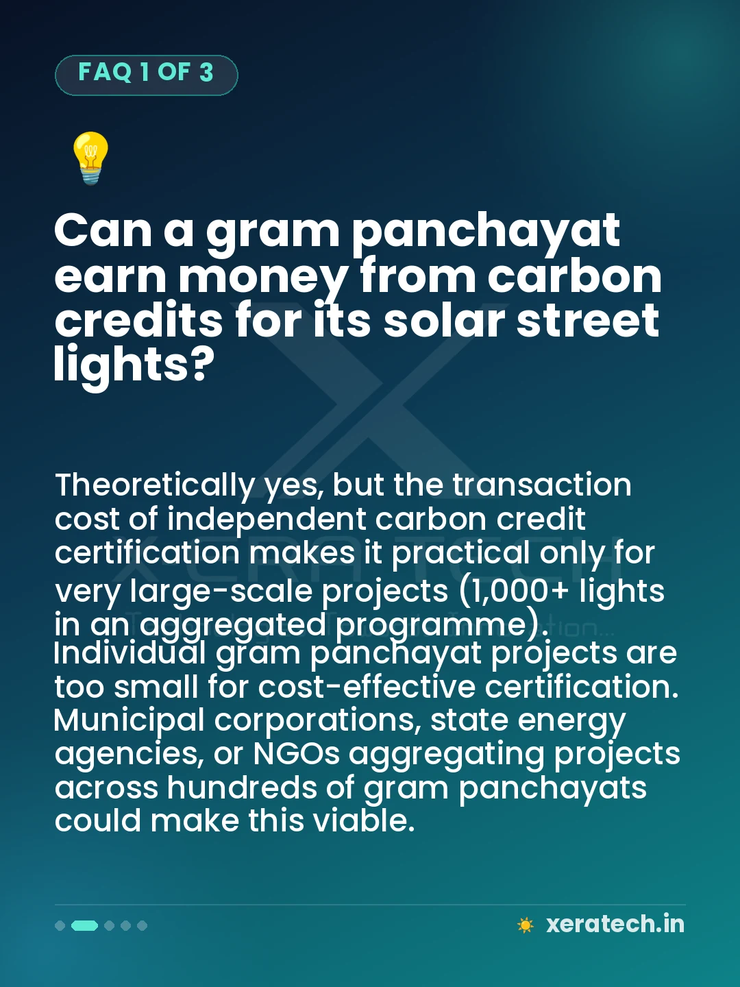 Can a gram panchayat earn money from carbon credits for its solar street lights?