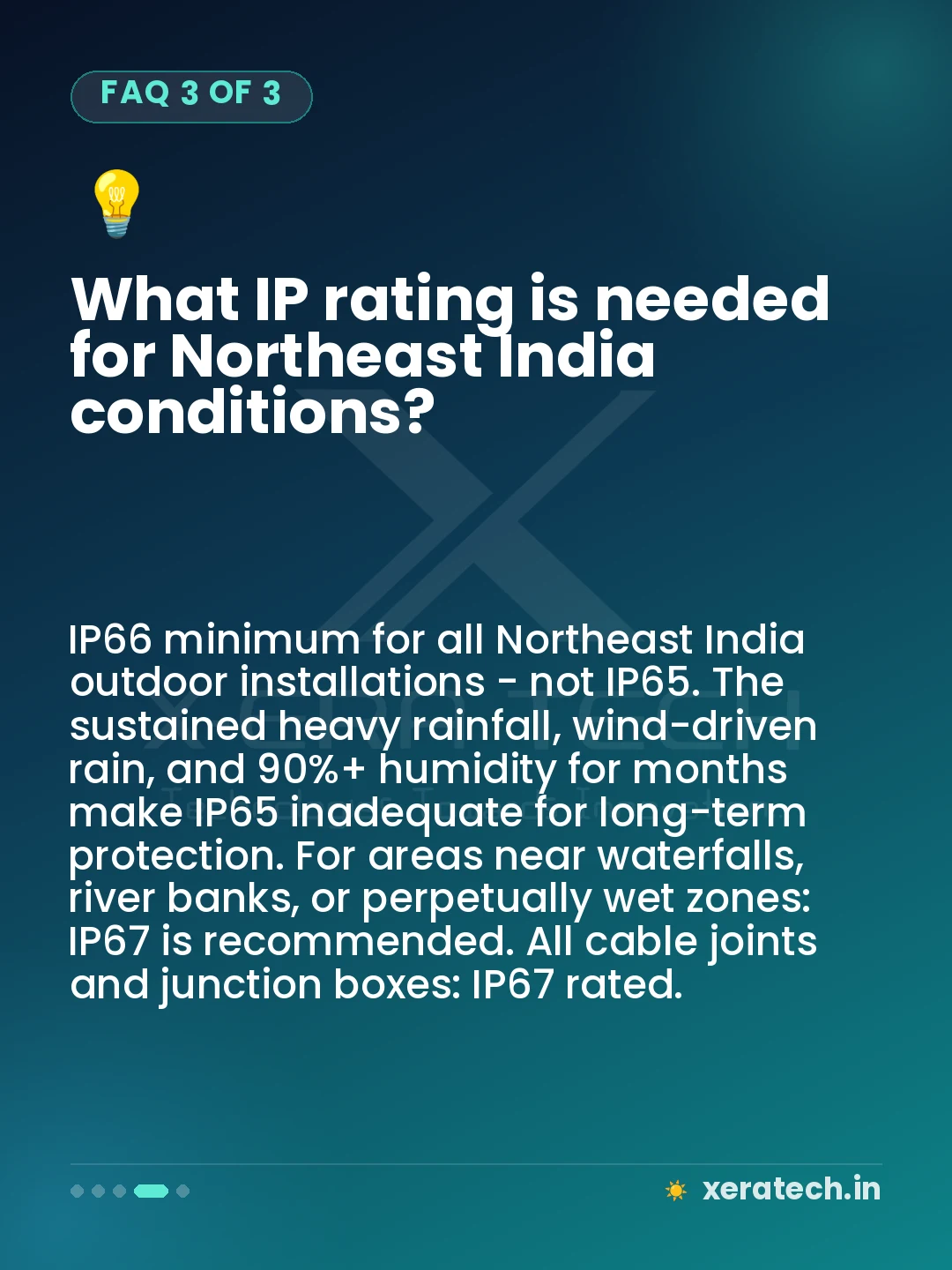What IP rating is needed for Northeast India conditions?