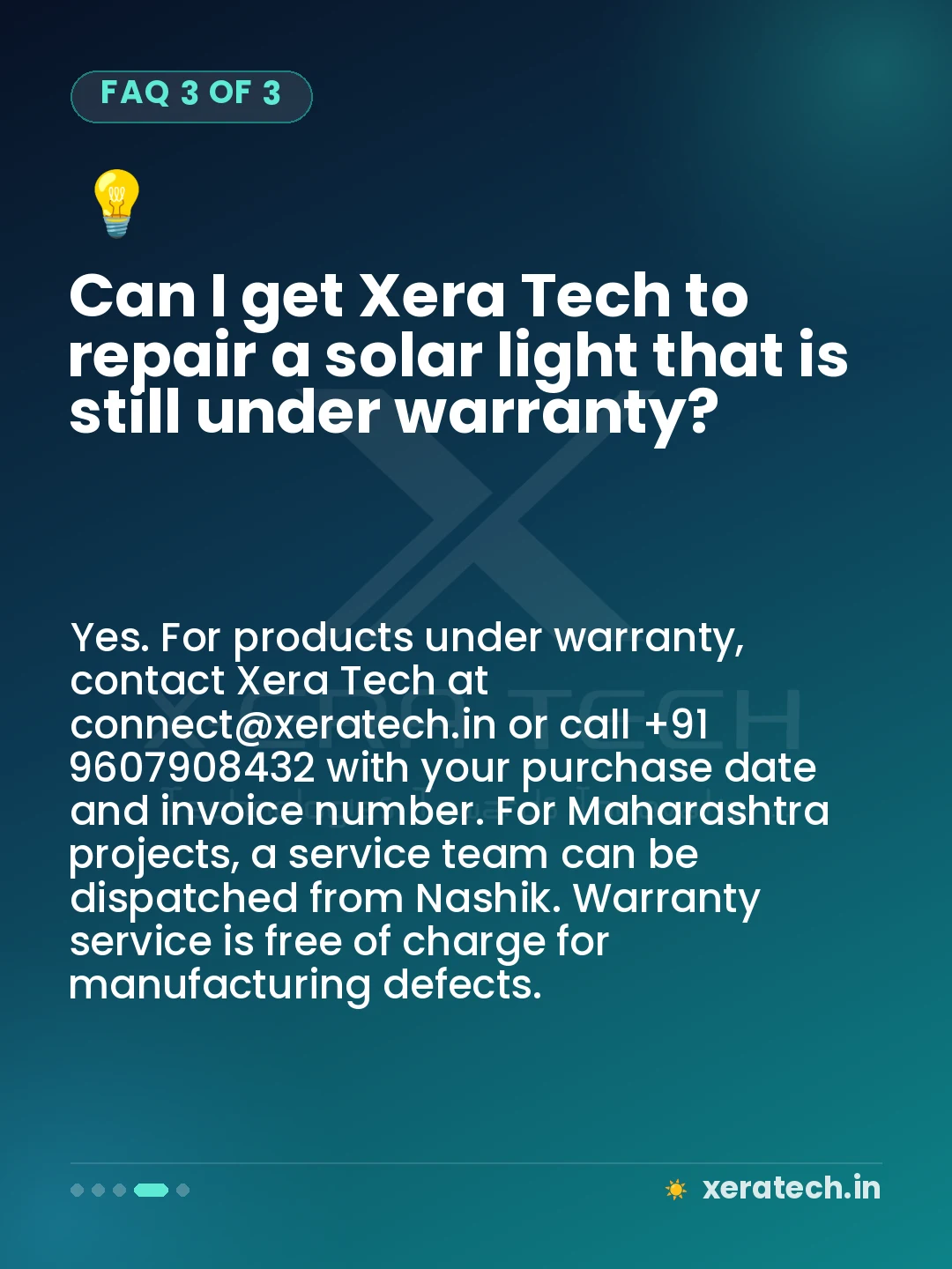 Can I get Xera Tech to repair a solar light that is still under warranty?