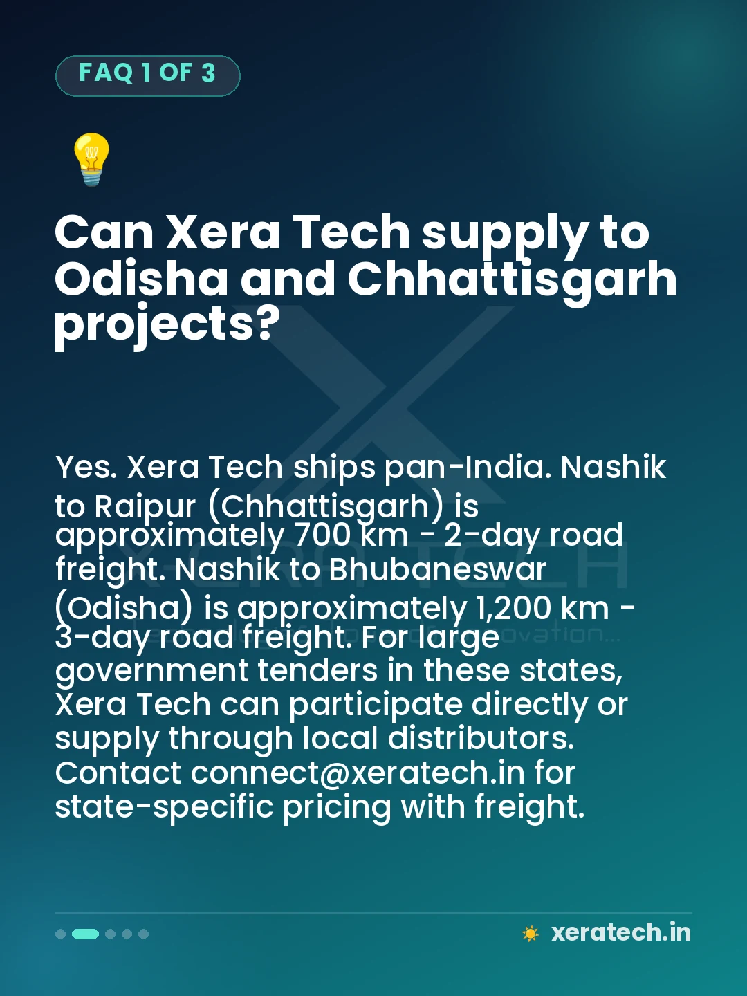 Can Xera Tech supply to Odisha and Chhattisgarh projects?