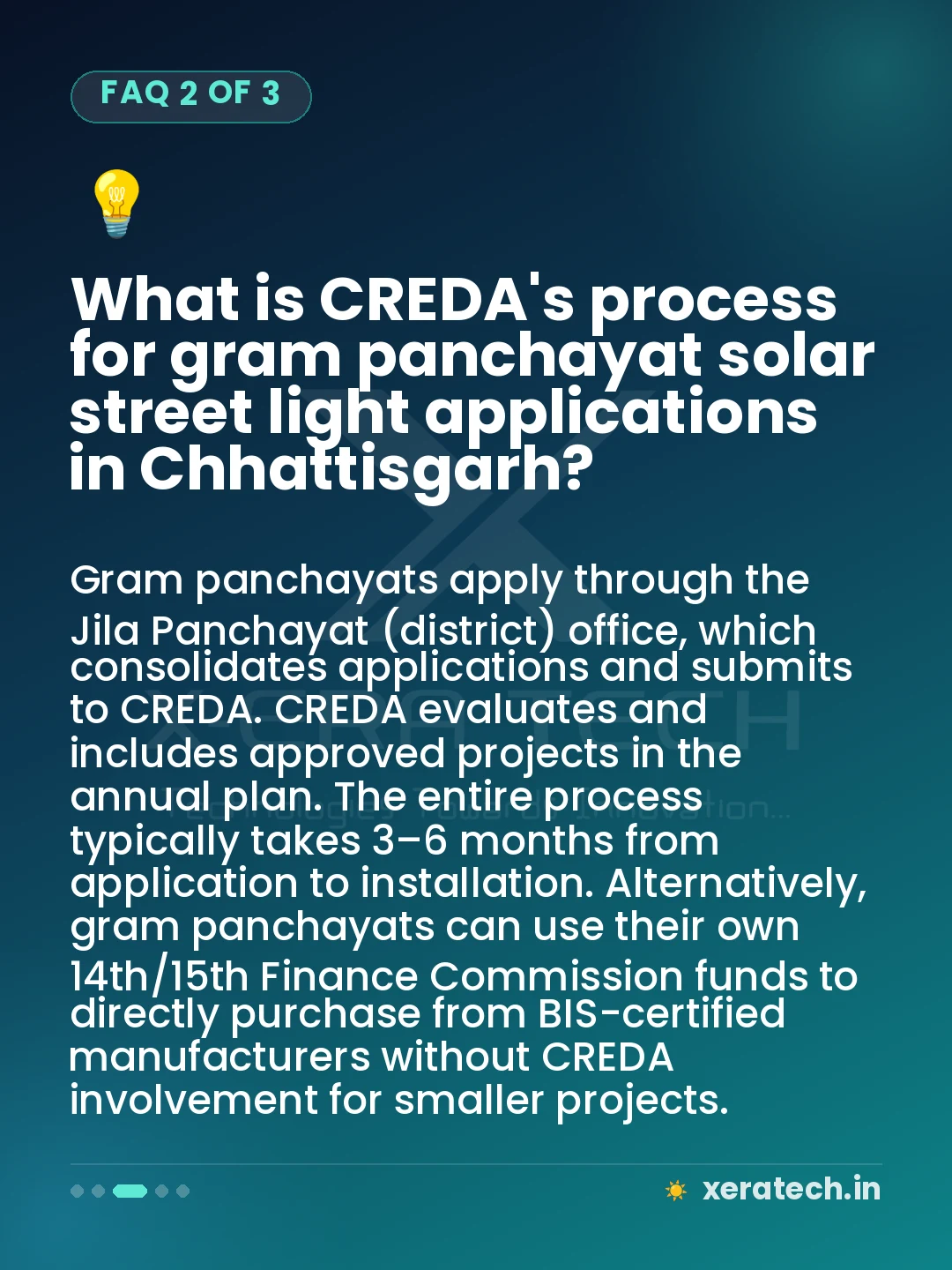 What is CREDA's process for gram panchayat solar street light applications in Chhattisgarh?