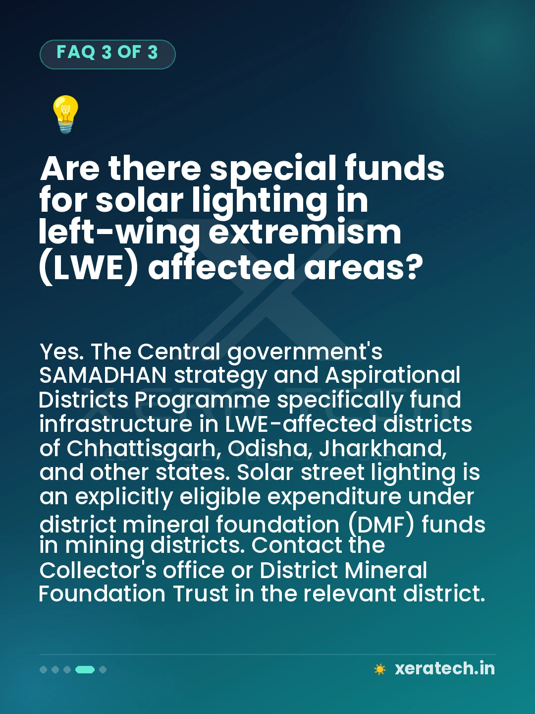 Are there special funds for solar lighting in left-wing extremism (LWE) affected areas?
