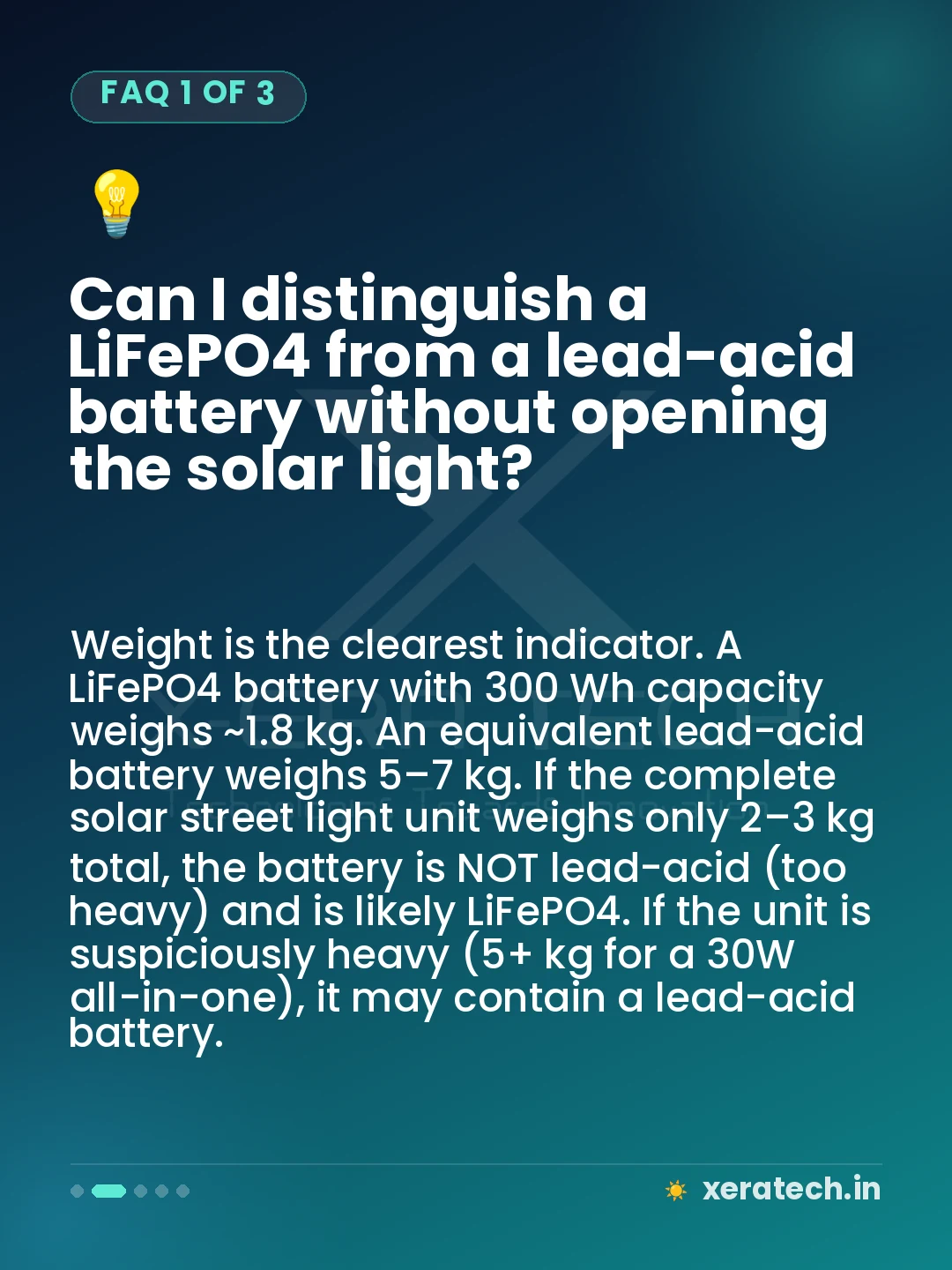 Can I distinguish a LiFePO4 from a lead-acid battery without opening the solar light?