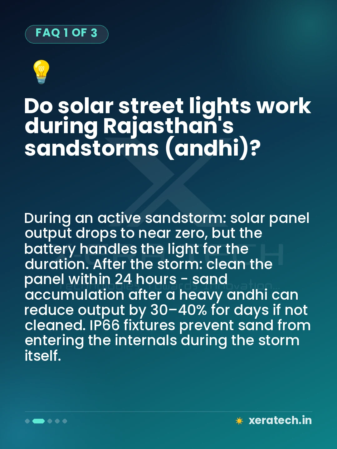 Do solar street lights work during Rajasthan's sandstorms (andhi)?