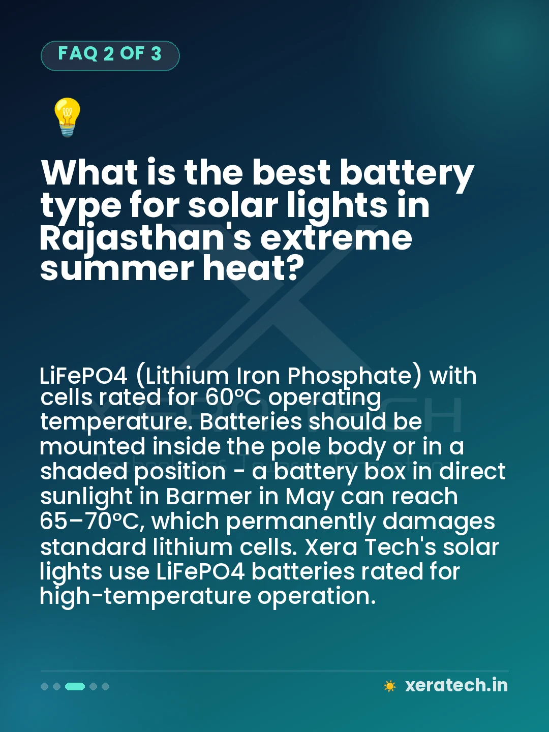 What is the best battery type for solar lights in Rajasthan's extreme summer heat?