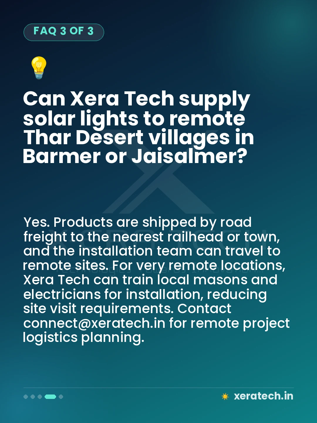 Can Xera Tech supply solar lights to remote Thar Desert villages in Barmer or Jaisalmer?