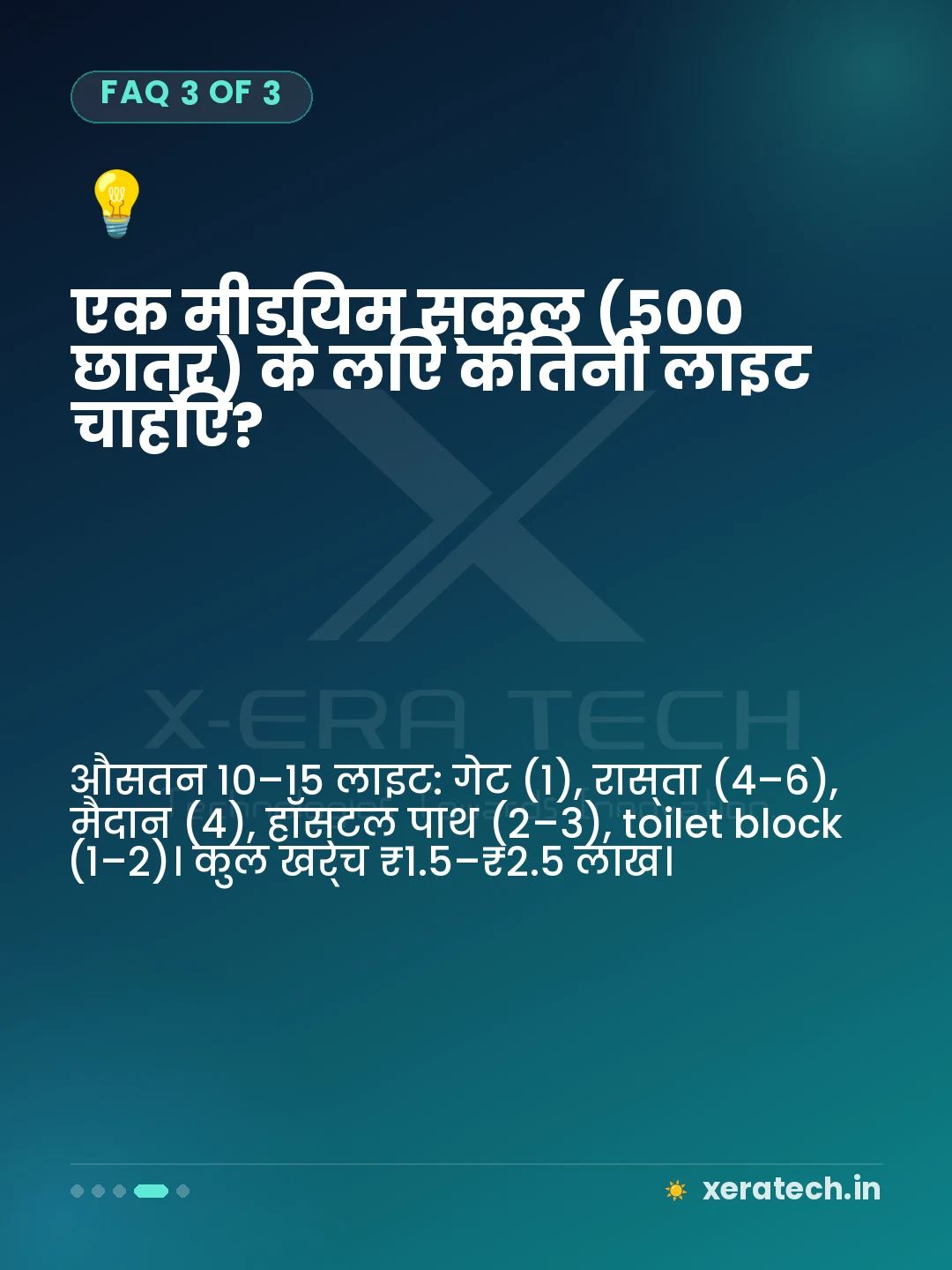 एक मीडियम स्कूल (500 छात्र) के लिए कितनी लाइट चाहिए?
