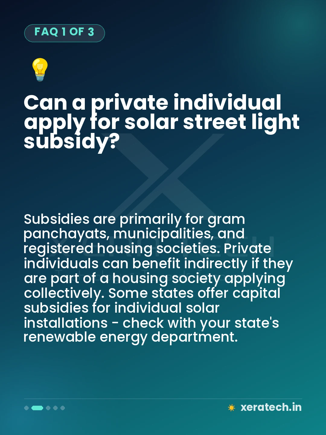 Can a private individual apply for solar street light subsidy?