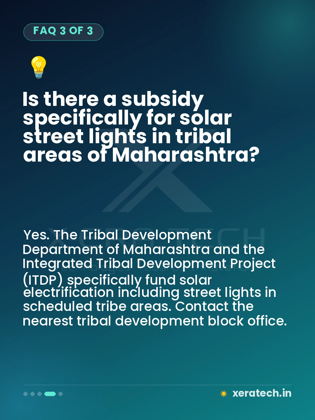 Is there a subsidy specifically for solar street lights in tribal areas of Maharashtra?