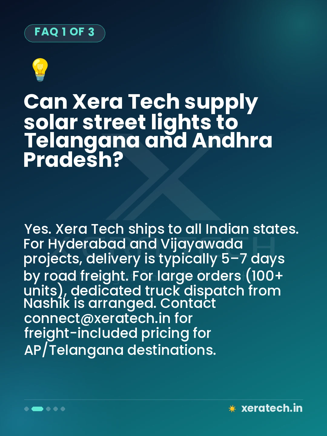 Can Xera Tech supply solar street lights to Telangana and Andhra Pradesh?